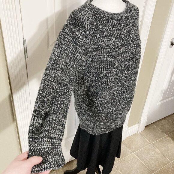 CLUB EUROPE Vintage grey black white blend thick knit sweater ~ SMALL MEDIUM - Picture 4 of 12